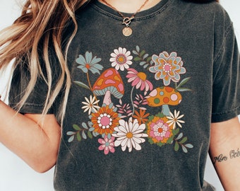 Floral shirt, Flower shirt, boho shirt, hippie shirt, botanical shirt, oversized shirt, womens shirt, cute shirt