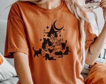 Witchy Shirt, Katzen Shirt, himmlisches Katzen Shirt, Geschenk für Freund, Weirdo Tee, Gothic Shirt, Retro Shirt
