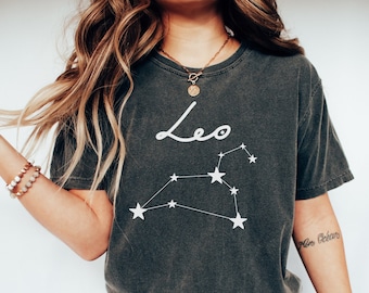 Camisa del zodíaco Leo, regalo de camiseta Leo, camisa del signo del zodíaco Leo, camisa Leo del zodíaco, regalo de cumpleaños Leo, camiseta unisex Leo, camisa Leo León