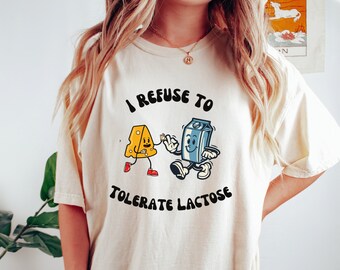 Grappig shirt met lactose-intolerantie, grappig T-shirt, coeliakie, glutenvrij, ibs, retro t-shirt, vintage t-shirt