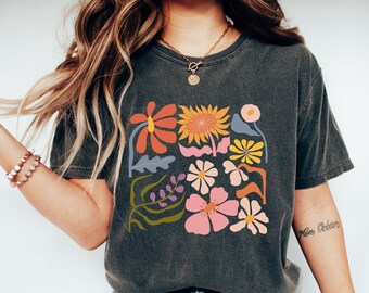 Floral shirt, Flower shirt, boho shirt, hippie shirt, botanical shirt, oversized shirt, womens shirt, cute shirt