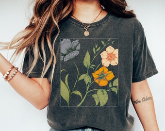 Floral shirt, Flower shirt, boho shirt, hippie shirt, botanical shirt, oversized shirt, womens shirt, cute shirt