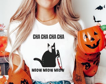 Funny Halloween Cat Shirt, shirt for Halloween, Black Cat t-shirt, Halloween Black Cat, Fall Shirt, Spooky season, 80's horror movie shirt,