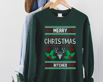 Pull Noël Femme Pull Sweat Noel Femme Pull Moche De Noel Drole Femme Funny Ugly Merry Christmas Sweatshirt Sweat Noël Femme Grande Taille Pullover Sweat-Shirt Noël/Xmas