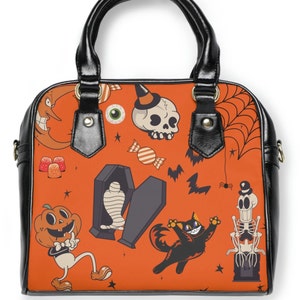 Bolso de Halloween, bolso gótico, bolso retro de Halloween, bolso bandolera, cartera, correa extraíble