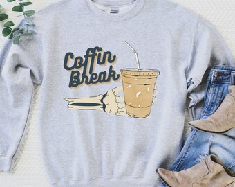 Iced Coffee sweatshirt, skeleton sweatshirt, Coffin sweatshirt