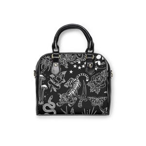 Flash tattoo purse, Gothic purse, retro halloween bag, Cross body purse, satchel, removable strap