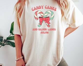 Camicia natalizia retrò Candy Cane, camicia natalizia, maglietta natalizia, camicia amante natalizia, maglietta retrò, Natale vintage