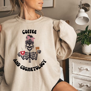 Hair Stylist Halloween Sweatshirt. Gift for Hairdresser. Hairdresser Halloween t-shirt. Coffee lover shirt, Cosmetology shirt, funny shirt