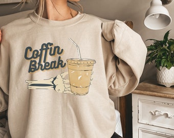 Iced Coffee sweatshirt, skeleton sweatshirt, Coffin sweatshirt
