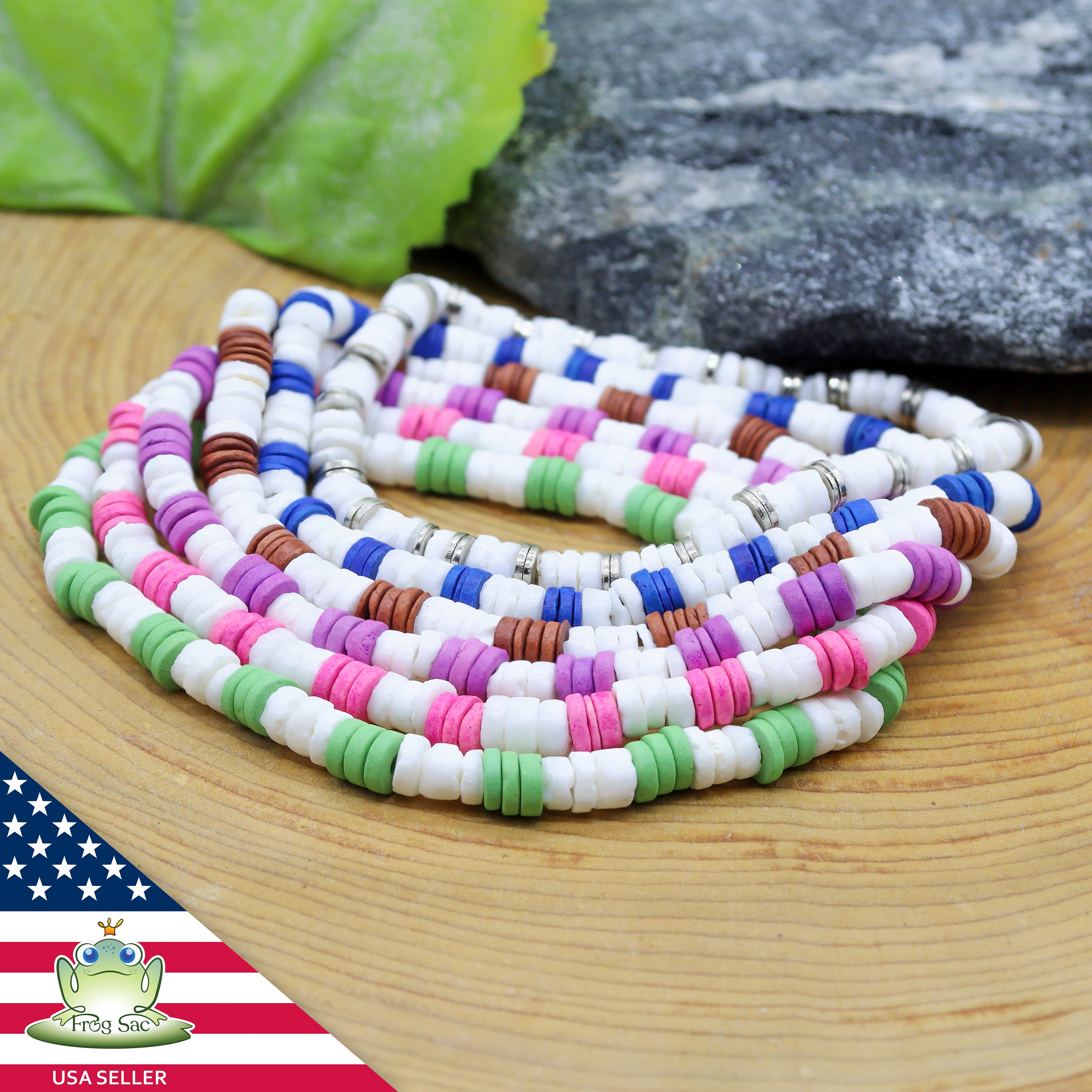 6 PCs Puka Shell Ankle Bracelet Set White Hawaiian Ankle Etsy