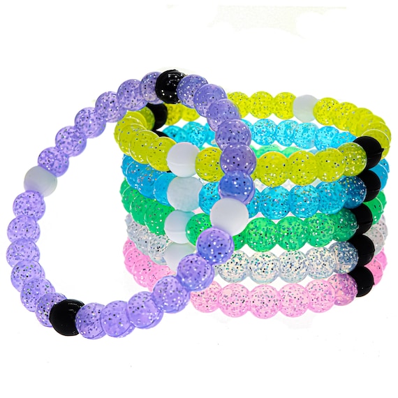 Frog Sac 6 Pcs Glitter Bracelets for Girls, Sparkly Beaded Silicone Cute Bracele