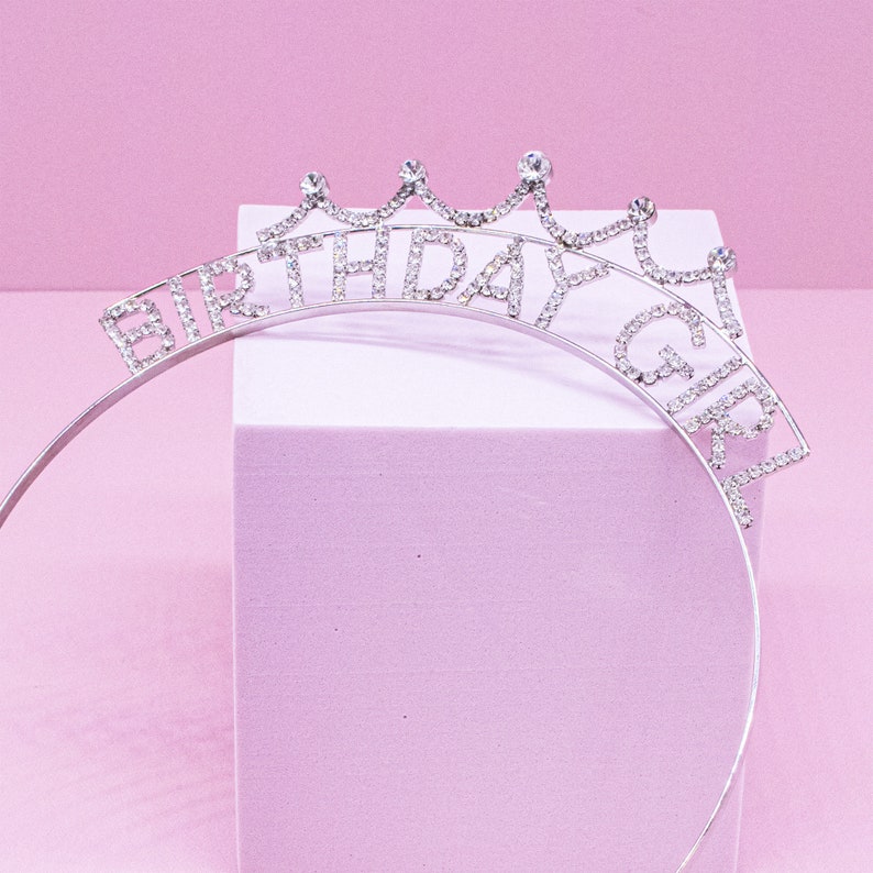 thumbnail image 2 of Girls Tiara Crown Headband – Birthday Party Hair Accessories With Adjustable Fit | Sparkly Rhinestones 2 of 14