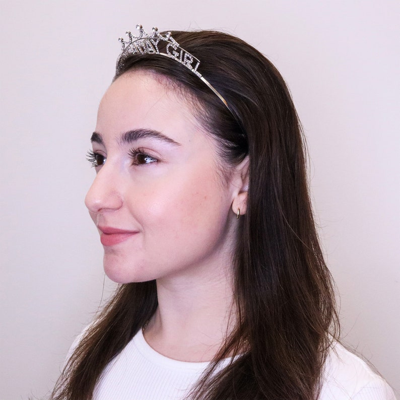 thumbnail image 2 of Girls Tiara Crown Headband – Birthday Party Hair Accessories With Adjustable Fit | Sparkly Rhinestones 2 of 14