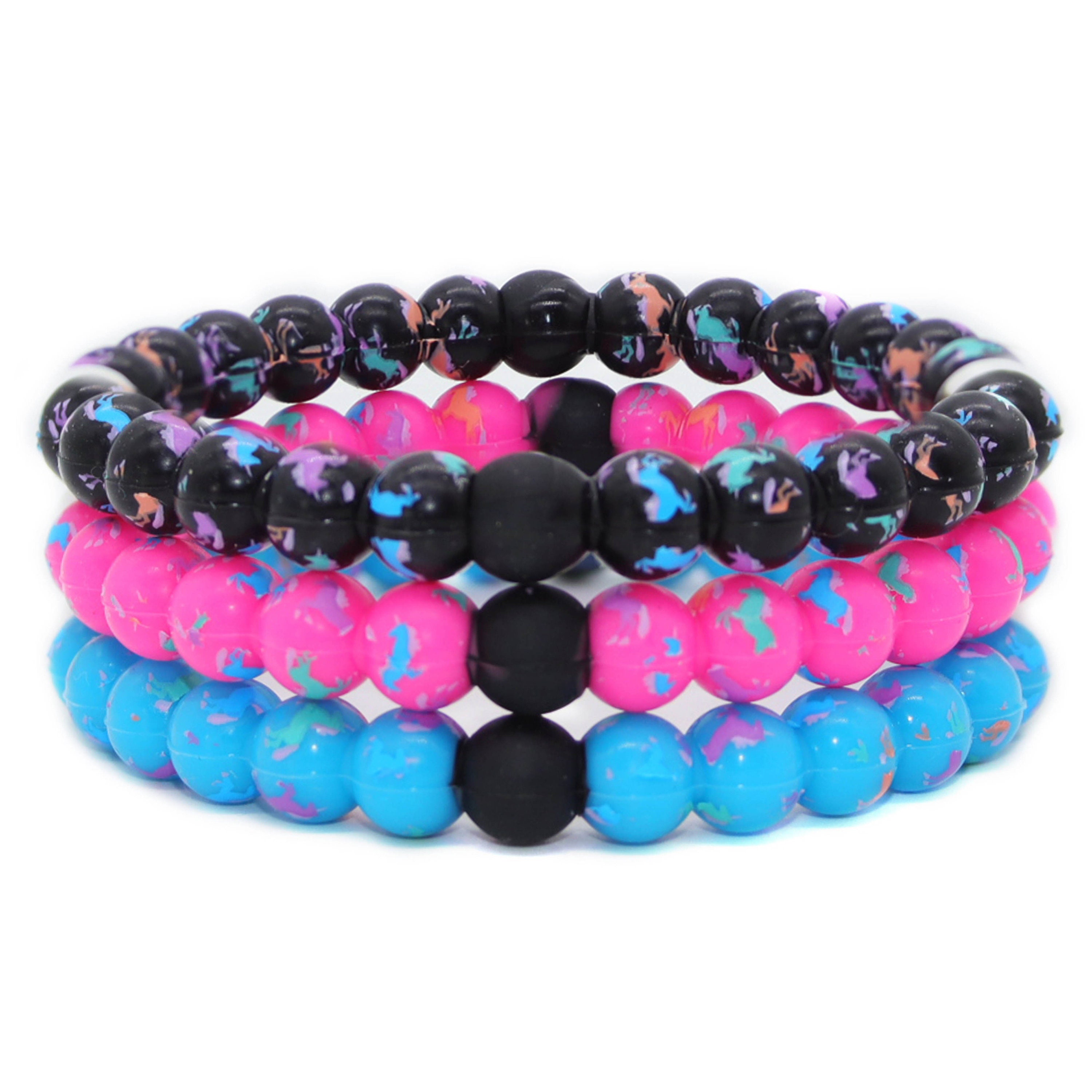 Zodaca 8 Pack Color Changing Cute Bracelets - Silicone Beaded Bracelets  Jewelry Set for Kids, Teen Girls, Women (2.6x0.3 in)