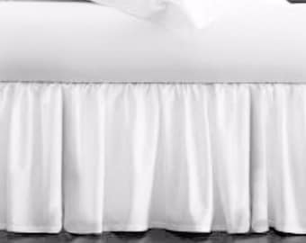 36" Drop Bed Rok - Bedekt de hele lange zijde: zacht verzamelde bedrok voor verhoogde slaapzalen - Einde van het bed/3-zijdig beschikbaar