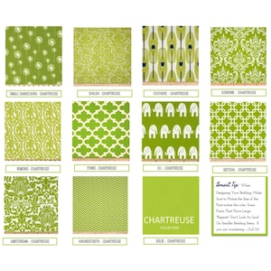 36" Long CHARTREUSE Print Dorm Room Bed Skirts-All Sizes