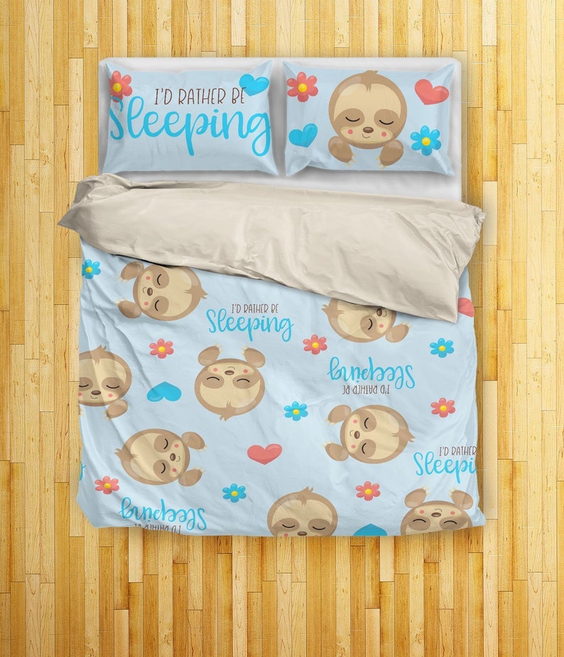 Sloths Bedding Set I D Rather Be Sleeping Duvet Cover Or Image 0