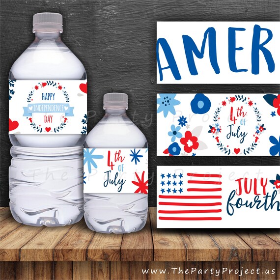 DIY PRINTABLE 4th of July Bottle Labels | Fourth of July party printable | America Independence ...
