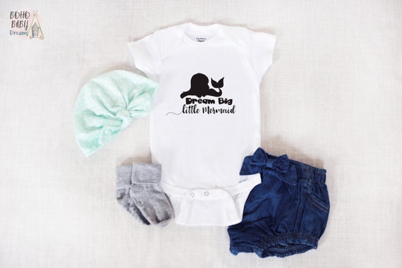 Dream Big Little Mermaid Baby Onesie®, Cute Mermaid Baby Outfit, Mermaid Baby Onesie, Cute Baby Shower, New Mom Gift, Girl Baby Bodysuit Il_570xn