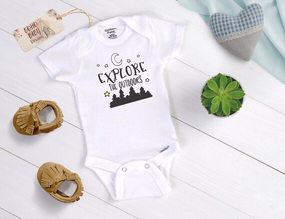 Explore The Outdoors Baby Onesie®, Boho Baby Bodysuit, Unisex Baby Clothes, Adventure Baby Onesie, Baby Shower Gift, Camp Life baby Outfit Il_570xn