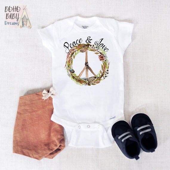 Peace Love Baby Onesie Hippie Baby Bodysuit Boho Baby Clothes