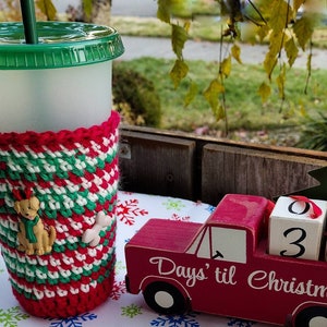 Christmas Cup Cozy, Crochet Cup Cover, Cold Cup Sleeve, Hot Cup Sleeve, Coffee Cup Cover, Eco Friendly, Reusable Sleeve, Handmade Crochet.