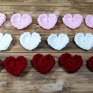 Crochet Heart Appliques: Cotton Embellishments, Set of 15.