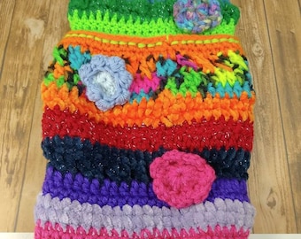 Alzheimers Fiddle Muff, Rainbow Fiddle Muff, Crochet Muff, Anxiety Muff, Autism Fidget, Hospice Muff, Crochet Twiddle Muff, Handmade Crochet