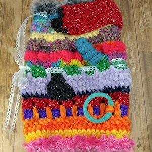 Twiddle Fiddle Muff, Rainbow Fiddle Muff, Crochet Muff, Alzheimer&#39;s Muff, Autism Muff, Hospice Muff, Crochet Twiddle Muff, Handmade Crochet.