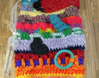 Twiddle Fiddle Muff, Rainbow Fiddle Muff, Crochet Muff, Alzheimer&#39;s Muff, Autism Muff, Hospice Muff, Crochet Twiddle Muff, Handmade Crochet.