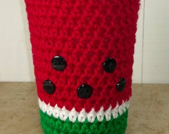 Watermelon Cup Cozy, Crochet Drink Sleeve, Cold Cup Cozy, Hot Cup Cozy, Gift for Her, Eco Friendly, Reusable, Cup Cozy, Handmade Crochet.