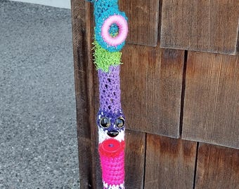Rainbow Crochet Cane Sock: Anxiety Twiddle Cover, Handmade Walking Cane Accessory