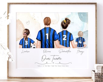 FOOTBALL "OUR TEAM" Personalised Dad Fathers Day Gift | Birthday Gift for Dad Daddy Grandad | Framed Football Team Dad Gift From Kids