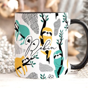 Sloth Cute Mug, Personalised Mug, Custom Name Cup, Coffee Tea Cup Gift For Him Her, Valentines Gift For Her Him, Husband Wife Birthday Gift