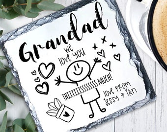 GRANDAD COASTER GIFT, "I Love You" Grandad Grampy Gift, Grampy Grandad Fathers Day Gift, Gift from Grandchildren Grandkids, Grandad Birthday