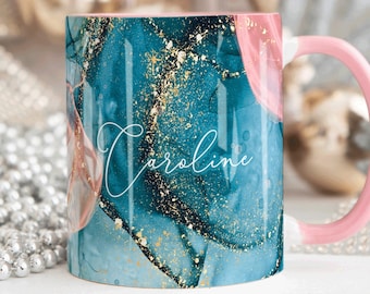 Taza de arte abstracto, taza personalizada, taza con nombre personalizado, regalo de taza de té de café para ella, regalo de San Valentín para ella, regalo de cumpleaños de mamá hermana