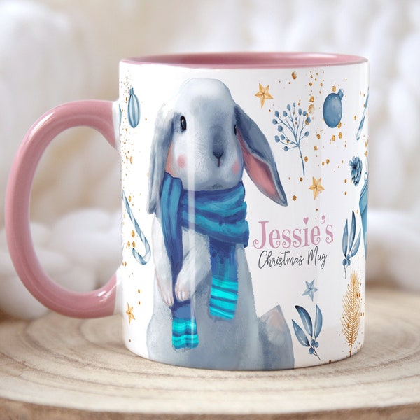 PERSONALISED CHRISTMAS Movie Mug, Secret Santa Gift For Her, Rabbit Mug Gift For Her, Mum Xmas Mug, Hot Chocolate Mug Xmas Gift for Wife Mum