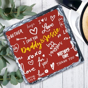 Papa-Untersetzer-Geschenk „Love You“, Wortkunst, Papa-Vater-Geschenk, personalisiertes Papa-Vatertagsgeschenk, Geschenk von Kindern und Kindern, Papa-Papa-Geburtstagsgeschenk