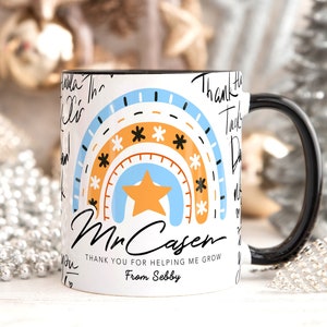 Personalised MALE Teacher Thank You Gift, Teacher Mug With Name, Teacher Appreciation Gift, End of term Gift, Gift for TA, Gift From Class.