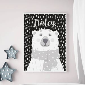 Personalised Name Print, Woodland Wall Art Woodland Nursery Wall Art, Black & White Nursery Wall Art, Personalised Kids Print Woodland Print