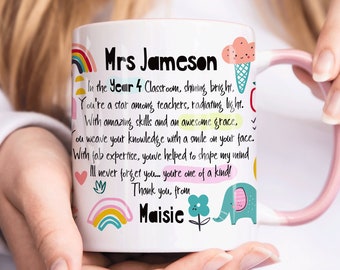 Personalised Teacher Thank You Gift, Teacher Mug With Name, Teacher Appreciation Gift, End of term Gift, Class Gift, NURSERY TEACHER GIFT
