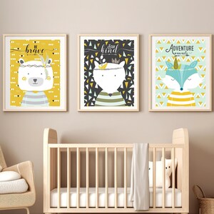 INSTANT DIGITAL DOWNLOAD Scandi Nursery Wall Art, Yellow & Grey Nursery Art, Yellow Nursery Wall Art, Woodland Nursery, Scandi Nursery Decor