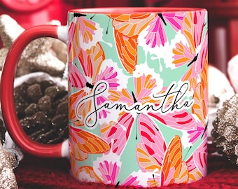 MARIPOSA Taza con nombre personalizado, Mariposas Taza personalizada Nombre personalizado, Regalo de mariposa para ella, Regalo de cumpleaños de hermana mamá amiga
