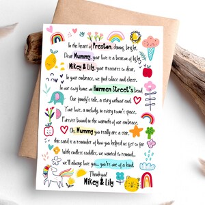 Muttertagskarte, Karte für Mama, Karte für Mama, Muttertagskarte mit Gedicht, Andenken Muttertagskarte, personalisierte Muttertagskarte