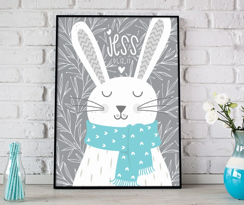 Personalised Name Print Woodland Wall Art Woodland Nursery Etsy