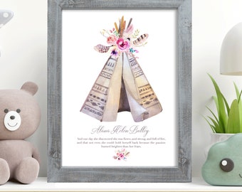 Boho Nursery Decor, Girls Name Print, Boho Nursery Wall Art, Baby Girl Nursery Print, Bohemian Nursery, Bohemian Nursery Decor, Boho Girl