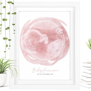 FRAMED Watercolour Baby Scan Print Art, Baby Scan Frame, Baby Shower Gift, Ultrasound Scan Gift, Baby Scan Photo, Mothers Day Gift From Bump