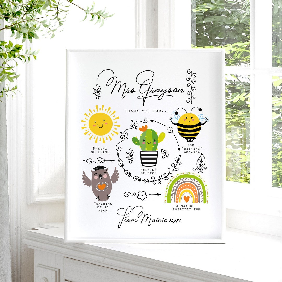 Personalised Teacher Thank You Gift, School Leaving Gift, End of Term ...