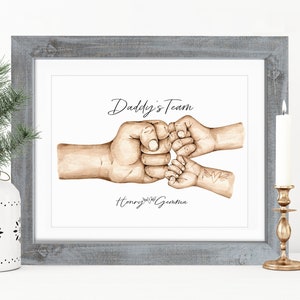 FRAMED "Fist Bump" Personalised Dad Fathers Day Gift | Birthday gift for Dad Daddy Grandad | Christmas Gift for Dad Grandad | Gift from kids